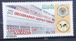 Pakistan 2012, 60th Anniversary Of The Department Of Geography At The University Of Karachi, MNH Single Stamp - Pakistan