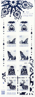 2021 Japan Greetings Winter BLUE FOIL Wolves Reindeer Miniature Sheet Of 10 MNH - Ongebruikt