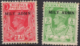 BURMA/1945/USED/SC#38, 41/ KING GEORGE VI/ KGVI / PARTIAL SET/ OVERPRINTED MILITAR ADMINISTRATION - Burma (...-1947)