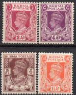 BURMA/1946/MNH/SC#51, 55-6, 60/ KING GEORGE VI/ KGVI /PARTIAL SET / 1 1/2a MH - Birma (...-1947)