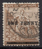 CAPE OF GOOD HOPE/1893/USED/SC#58/ HOPE SEATED / 1p ON 2p BISTER - Kaap De Goede Hoop (1853-1904)