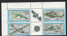 Italia 1983; Costruzioni Aeronautiche Italiane; Serie Completa In Blocco Con Appendici, Angolo Superiore. - 1981-90: Neufs