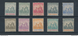 1882- 03 BARBADOS, Stanley Gibbons N. 105/114, 10 Valori, No 115 - MH* - Other & Unclassified