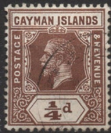 CAYMAN ISLAND/1912-20/USED/SC#32/KING GEORGE V / KGV / 1/4p BROWN - Cayman Islands