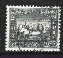 NEPAL. N°99 Oblitéré De 1959. Rhinocéros. - Rinoceronti