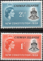 CAYMAN ISLAND/1959/MNH/SC#151-2/QUEEN ELIZABETH II  /QEII / COAT OF ARMS/ NEW CONSTITUTION / FULL SET - Iles Caïmans