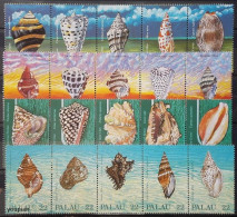 Palau 1986-1989, Seashells, Four MNH Stamps Strips - Palau