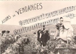 CPSM. CHANSON "ALLONS EN VENDANGES". EN BOURGOGNE. PAROLES ET MUSIQUE. - Bourgogne