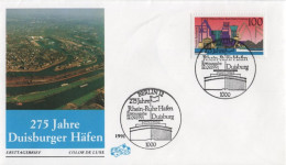 Germany Deutschland 1991 FDC 275 Jahre Rhein-Ruhr-Hafen Duisburg Duisburger, Ship Ships Transport Port, Berlin - 1991-2000