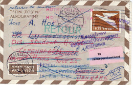 Israel To Denmark (and Schweiz) 1964 Returned Air Letter With Hotel Mark++ Bale AS.25 - Blokken & Velletjes