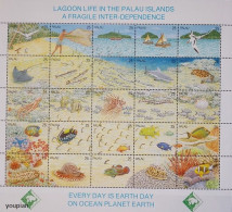 Palau 1990, Lagoon Life In The Palau Islands - A Fragile Inter-Dependence, MNH Unusual Sheetlet - Palau