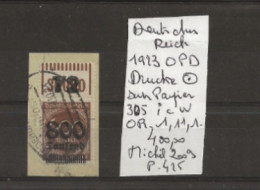 TIMBRE D ALLEMAGNE DEUTSCHES REICH 1923 Nr 305 OBLITERE OPD  I C W OR 1,11,1 SUR PAPIER  COTE 400.00 € - 1922-1923 Emissions Locales