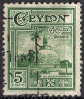 CEYLON/1950/USED/SC#308/ LKIRI VEHERA POLONNARUWA/ 5c GREEN - Sri Lanka (Ceylan) (1948-...)