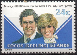 COCOS ISLANDS/1981/MNH/SC#73/ PRINCE CHARLES AND LADY MARRIAGE / 24c - Cocoseilanden