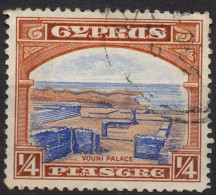 CYPRUS/1934/USED/SC#125/ RUINS OF VOUNI PALACE / 1/4p YELLOW BROWN & ULTRA - Cyprus (...-1960)