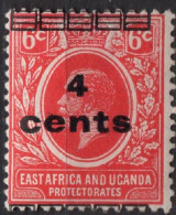 EAST AFRICA & UGANDA PROTECTORADES/1919/MH/SC#62/ KING GEORGE V / KGV / 4c ON 6c CARMINE / SURCHARGED - Protectorados De África Oriental Y Uganda