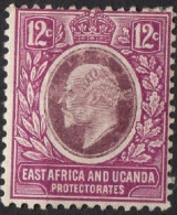 EAST AFRICA & UGANDA PROTECTORADES/1907-08/MH/SC#35/ KING EDWARD VII / KEVII / 12c RED VIO & DL VIO - Protectoraten Van Oost-Afrika En Van Oeganda