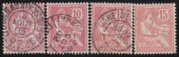France  .  Y&T   .     4 Timbres       .     O        .     Oblitéré4 Timbres - Used Stamps