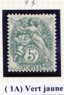 Réf 83 > FRANCE  TYPE BLANC < N° 111b * * Type 1A Vert Jaune < Neuf Luxe * * MNH - 1900-29 Blanc