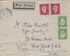 Lettre Par Avion Obl. St Géoire En Valdaine Le 18/4/46 Sur 10f, 15f X 2 N° 698, 699 Pour New York (tarif Du 18/3/46) - 1944-45 Marianna Di Dulac