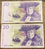 Billets Suédois De 20 Kronor - Svezia