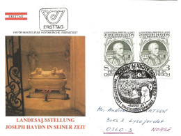 Austria 1982 Burgenland State Exhibition "Joseph Haydn In His Time", Eisenstadt. Composer, Music, Mi 1704 X 2, FDC - Briefe U. Dokumente