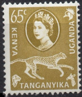 KENYA UGANDA & TANZANIA/1960/MNH/SC#128/ QUEEN ELIZABETH II/ QEII / 65c LEMON, LEOPARD - Kenya, Ouganda & Tanzanie