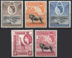 KENYA UGANDA & TANZANIA/1954-9/MH/SC#103, 107-8, 110, 112/ QUEEN ELIZABETH II/ QEII / PICTORIAL / ANIMALS/ PARTIAL SET - Kenya, Oeganda & Tanzania