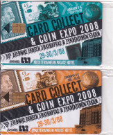 GREECE - Set 2 Cards, Card Collect 2008, Exhibition In Thessaloniki, Tirage 500, 03/08, Mint - Grecia