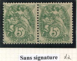 Réf 83 > FRANCE  TYPE BLANC < N° 111 * * Variété Paire Sans Signature < Neuf Luxe * * MNH - 1900-29 Blanc