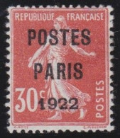France  .  Y&T   .    PRE  38  (2 Scans)     .     *      .       Neuf Avec Gomme Et Traces De Papier Sur La Gomme - 1893-1947