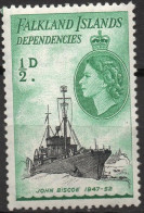 FALKLAND ISLANDS/1954/MH/SC#1L19/QUEEN ELIZABETH II  /QEII / TRANS ANTARTIC EXPEDITION/ 1/2p - Maldives (...-1965)