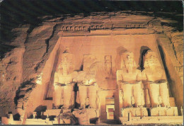 EGYPT - Abu Simbel Temple By Night - Used Postcard - Temples D'Abou Simbel