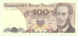 POLAND - 100 Zlotych - 1986 - Pick 143.e - Unc. - Série SB - Narodowy Bank Polski - Pologne