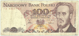 POLAND - 100 Zlotych - 1986 - Pick 143.e - Série TA - Narodowy Bank Polski - Pologne