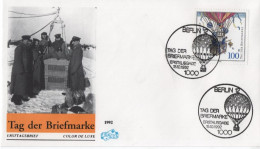 Germany Deutschland 1992 FDC Tag Der Briefmarke, Stamp Day, Balloon, Berlin - 1991-2000