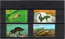 Moldova 2023 . Fauna. Reptiles And Amphibians. Frog. Lizard. Triton. Snake. 4v. - Moldova