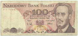 POLAND - 100 Zlotych - 1988 - Pick 143.e - Série PT - Narodowy Bank Polski - Polonia