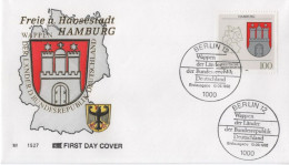 Germany Deutschland 1992 FDC Freie Und Hansestadt, Wappen Der Lander, Hamburg, Canceled In Berlin - 1991-2000