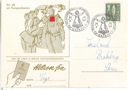 Norway 1965 Card From Postsparebanken, Special  Cancellation With "Telemarks Fylkes Handelstevne" Skien 24.8.65 - Briefe U. Dokumente