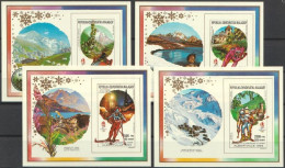 Madagascar 1990, Olympic Games In Albertville, Skiing, 4BF IMPERFORATED - Winter 1992: Albertville