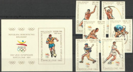 Madagascar 1990, Olympic Games In Barcellona, Cycling, Baseball, Tennis, Athletic, Football, 6val +BF IMPERFORATED - Béisbol