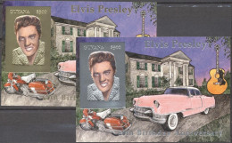 Madagascar 1993, Elvis, Car, Moto, 2BF IMPERFORATED GOLD And SILVER - Motos