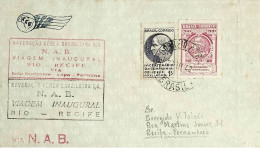 1942 Brasil / Brazil NAB 1.º Voo / First Flight Rio De Janeiro - Recife - Posta Aerea