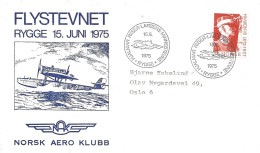 Norway 1975 Special Cover With Special  Cancellation "OHjalmar Riiser Larsen Minnestevne " Flight  Aero-club  -  15.6.75 - Cartas & Documentos
