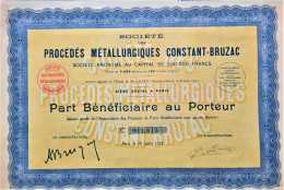 Société Des Procédés Métallurgiques Constant-bruzac (1923) - Paris - Chemin De Fer & Tramway