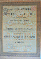 2 Actions S.A. Compagnie Générale Des Petites Voitures (1881) - Bruxelles - Industrie