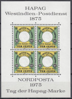 DEUTSCHE SCHIFFSPOST IM AUSLAND 2, Marke Der Hamburg-Amerika Paketfahrt-Aktien-Gesellschaft (HAPAG), NachdruckBlock 1975 - Marítimo