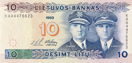 Lithuania 10 Litu, P-56 (1993) - UNC - KAA Prefix - Litauen