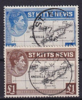 ST. KITTS & NEVIS 1938/48 - Canceled - Sc# 89, 90 - St.Kitts Und Nevis ( 1983-...)